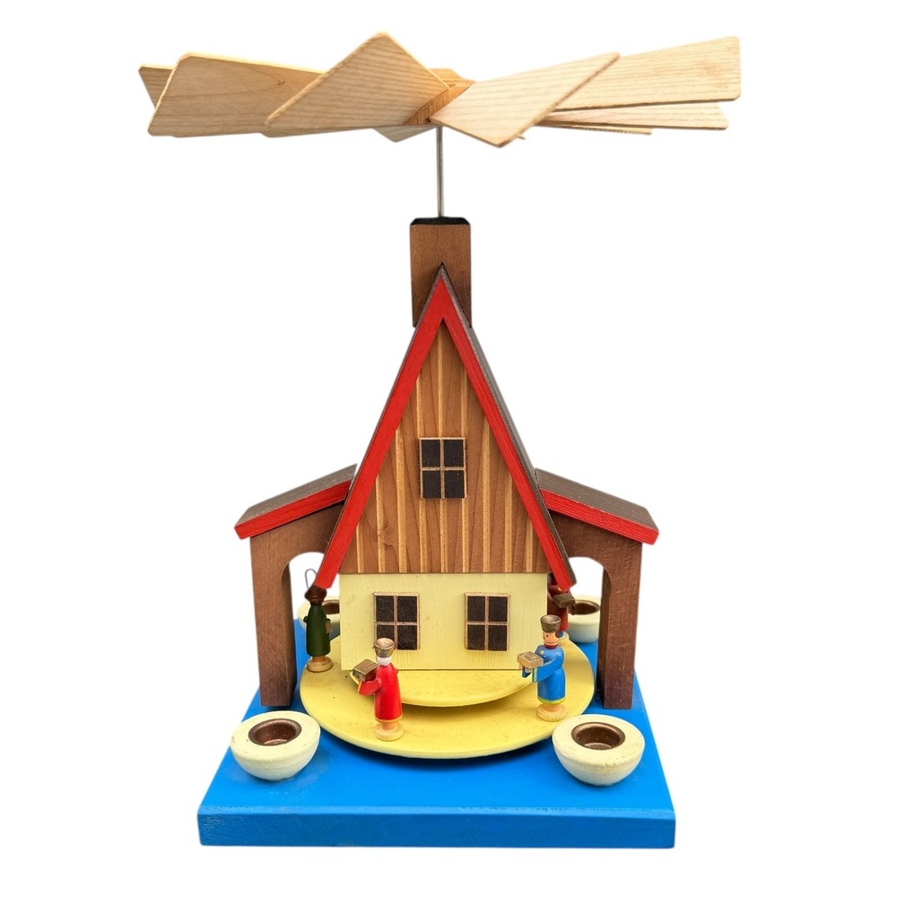 Vintage German Style Wooden Christmas‎ Pyramid Nativity Scene Candle Carousel